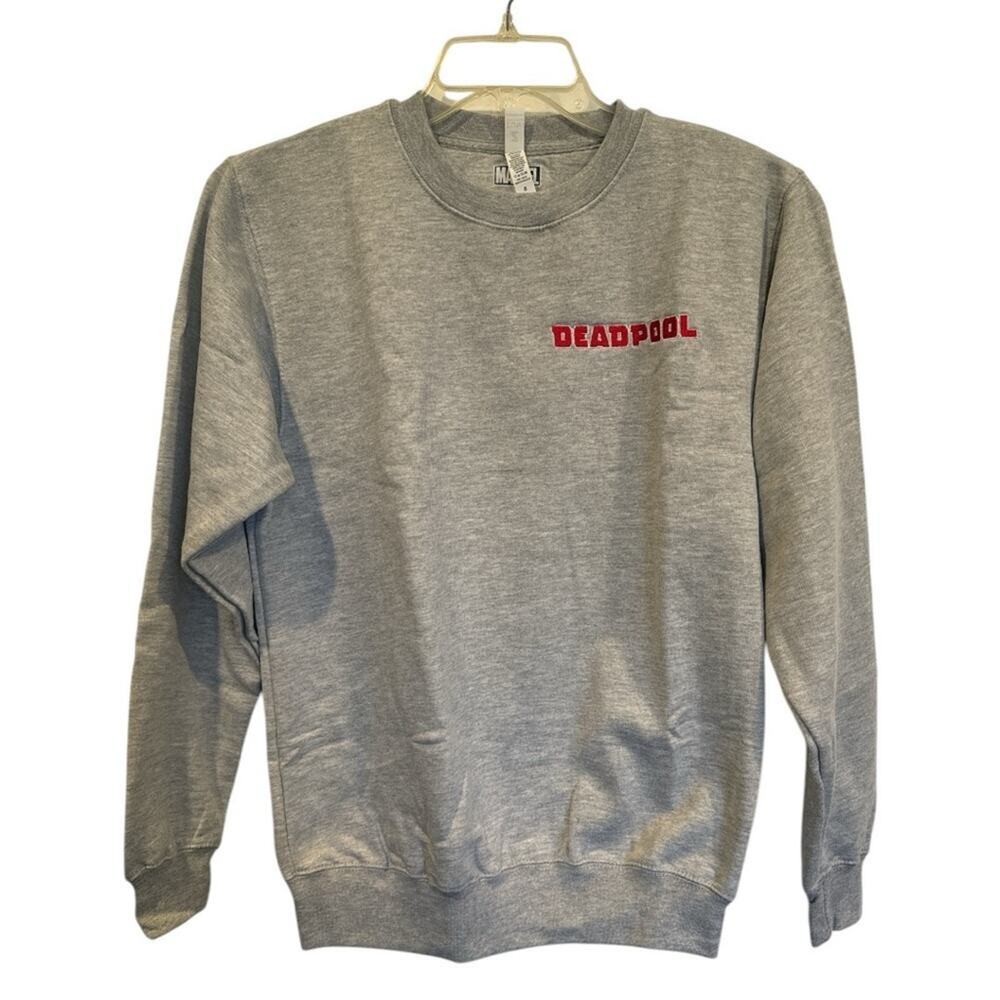 Marvel Deadpool Logo Embroidered Gray Sweatshirt NEW without Tags Medium